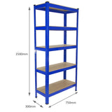 Racking Storage Shelving Heavy Duty Garage 5 Tier 75cm Steel Shelves Warehouse[Blue,8]