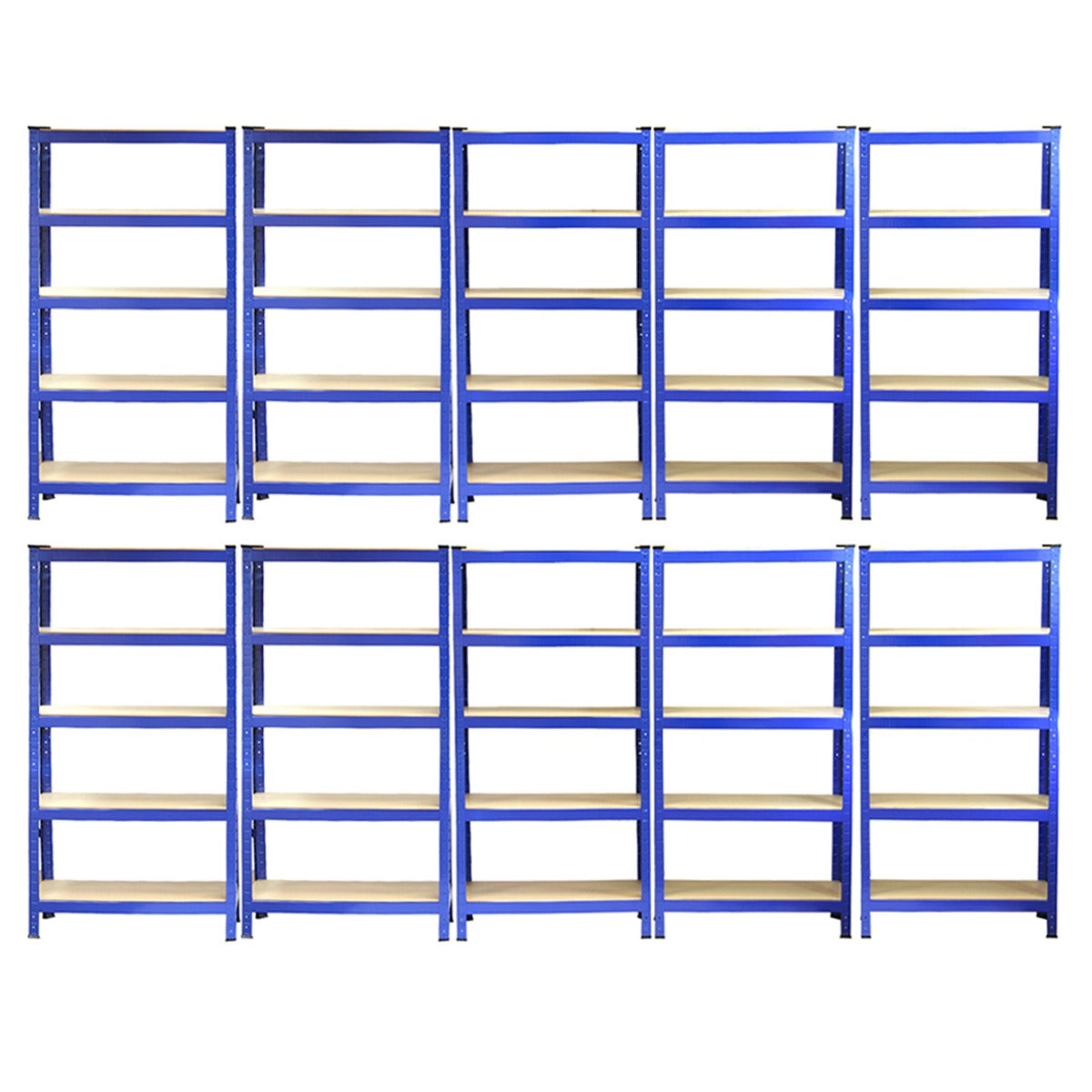 Monster Racking T-Rax Heavy Duty Shelving Units, Blue, 75cm W, 30cm D, Set of 10