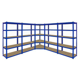 Monster Racking T-Rax Corner Shelving Unit & 4x 90cm Garage Storage Bays, Blue