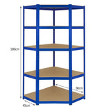 Monster Racking T-Rax Corner Shelving Unit & 4x 90cm Garage Storage Bays, Blue