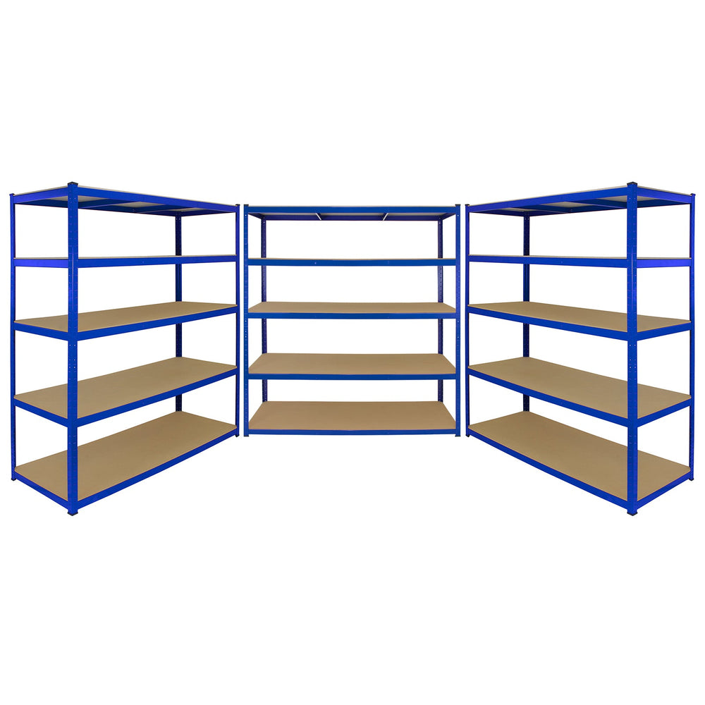 Blue Racking 3 Level Monster Racking T-Rax 3 x Extra Wide Storage Shelves, Blue, 160cm W, 6