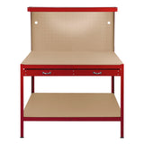 Workbench with Pegboard, Drawer & Light – Red