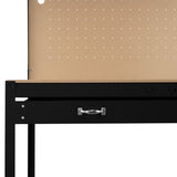 Workbench with Pegboard, Drawer & Light – Black