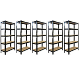 5 x T-RAX Black Metal Racking Units 75cm x 150cm x 30cm