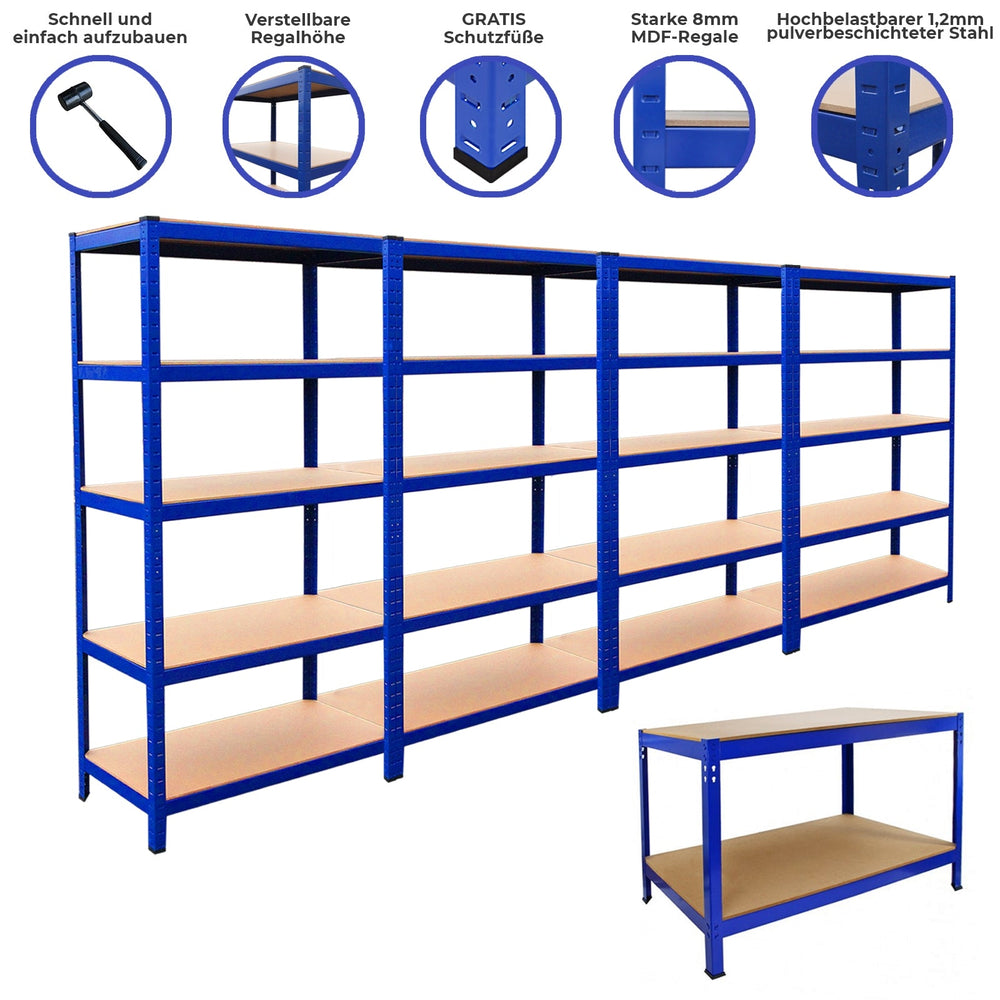 T6 Racking Workbench 4 x T-Rax 90 x 45 x 180cm Racks & Workbench – Monster Racking
