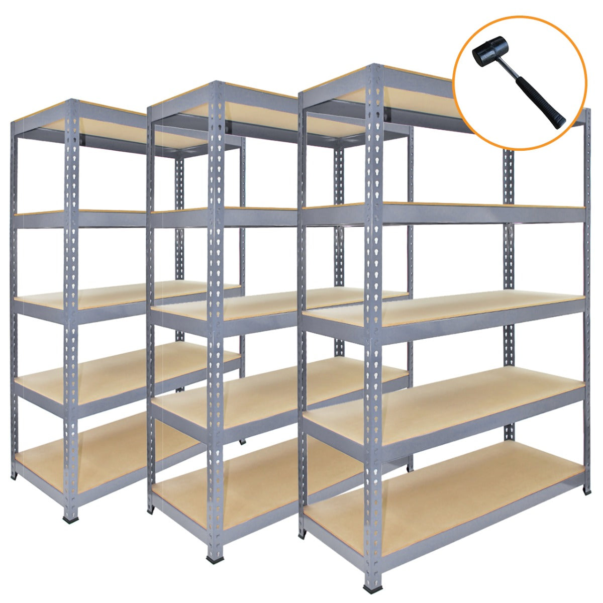 3 x Q-Rax Grey Metal Racking Units 90 x 50 x 180cm – Monster Racking