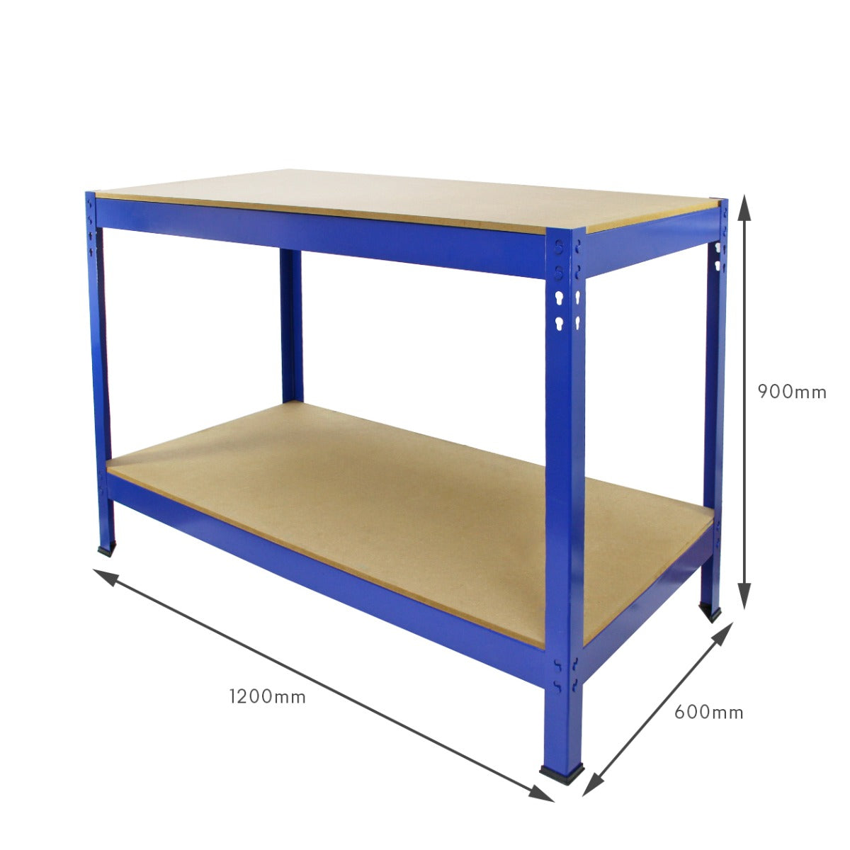 3 x 90cm Q-Rax Blue Metal Racking Units & Workbench