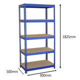 Q-Rax 3 x 90cm & 2 x 120cm Blue Metal Racking Units