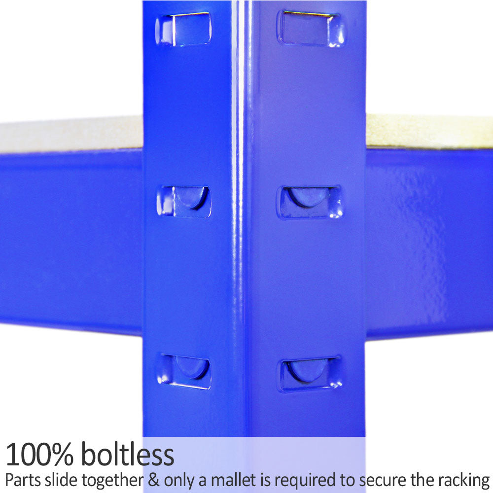 Monster Racking T-Rax Metal Storage Shelves, Blue, 90cm W, 45cm D, Set of 4